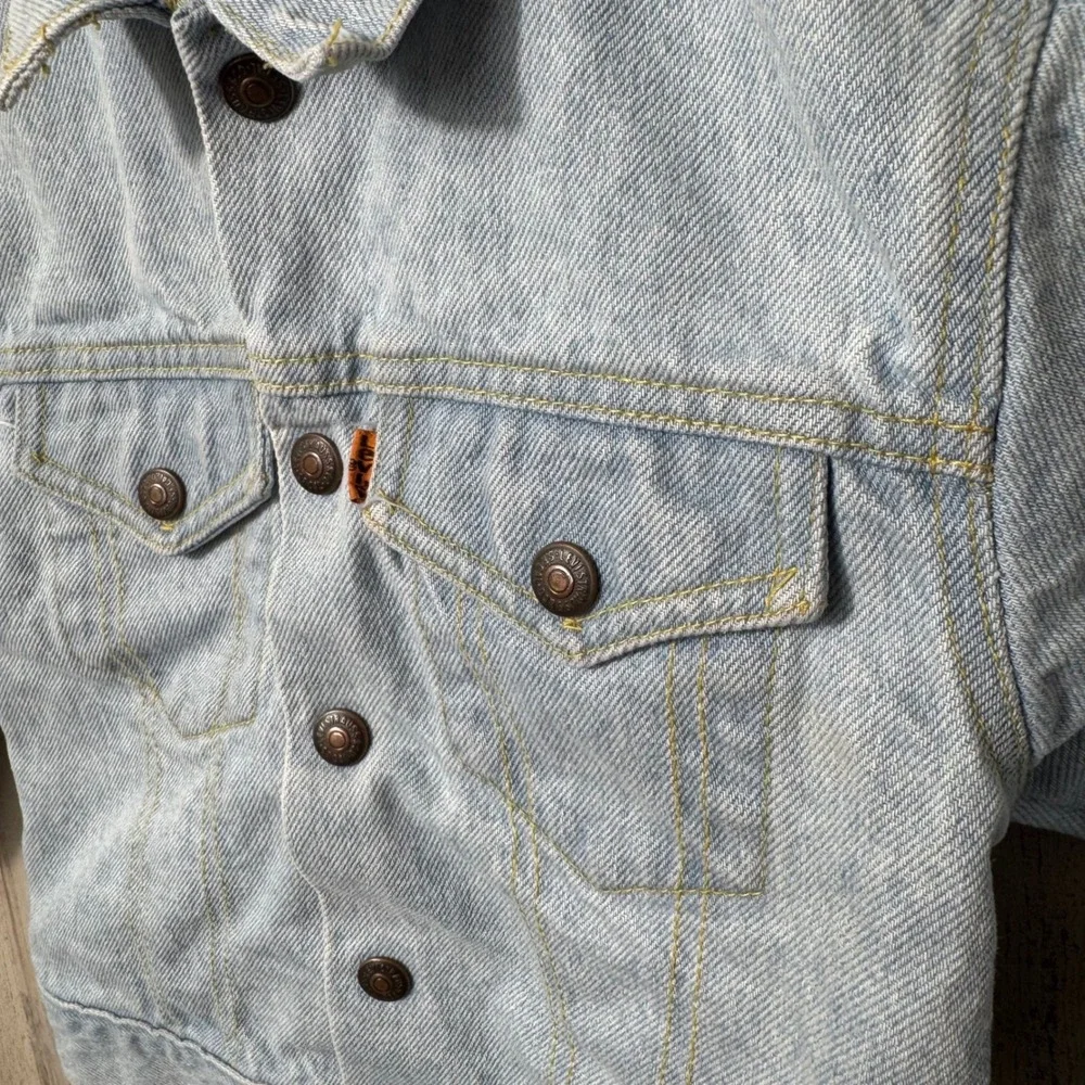 Little Levi's 90s Vtg Orange Tab‎ Snap Button Denim Jacket Kids Size 6 USA